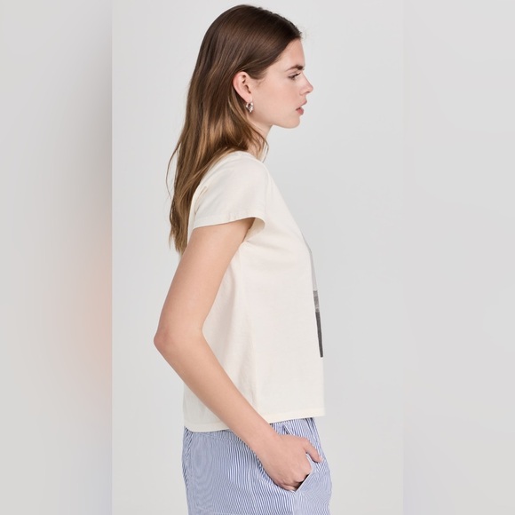 CLARE V Classic Tee Cream W/ Thierry Palm Ciao In Beige - Picture 13 of 16